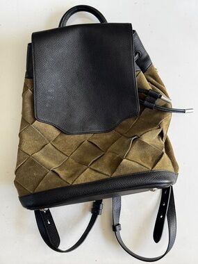 Rag & Bone Pilot Backpack in Olive Suede/Black Leather!